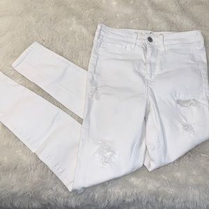 Hollister white ripped skinny jeans